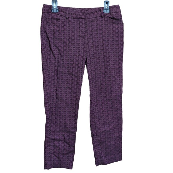 Valerie Stevens Ponte Knit Capris Women's Size 10 (33x25) Berry Jacquard Career - Picture 1 of 8
